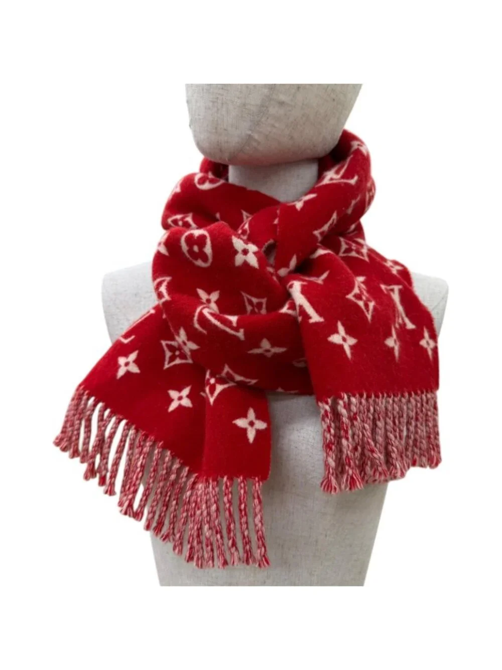 Louis Vuitton Supreme Cashmere Blend Fringe Scarf